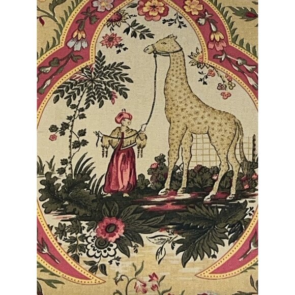 Zarafa Giraffe Accent Pillow RARE Vintage French Country Double Sided Red Yellow - Picture 3 of 7